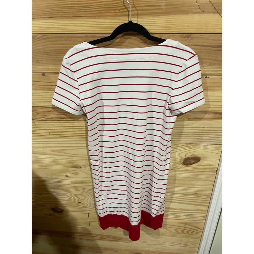 Tommy Hilfiger Red White Stripe Lace-Up T-Shirt Dress Coastal Nautical, Small - Picture 8 of 8